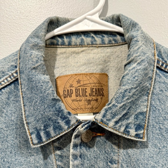 Vintage GAP Blue Jeans Denim Raw Jacket Classic Y2K Trucker 90s Style/men size S - Picture 3 of 13